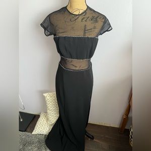 Evening, cocktail,prom dress size 14 floor length side slit sheer top with gems